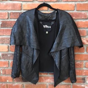 The Fillmore textured leather jacket shawl collar